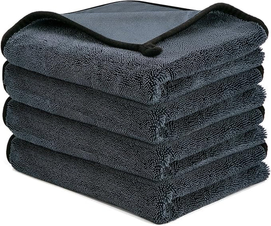 CICMOD Car Drying Towels 35"x24" Large Microfiber Towels for Car Detailing 600 GSM Gray - 4 Pack