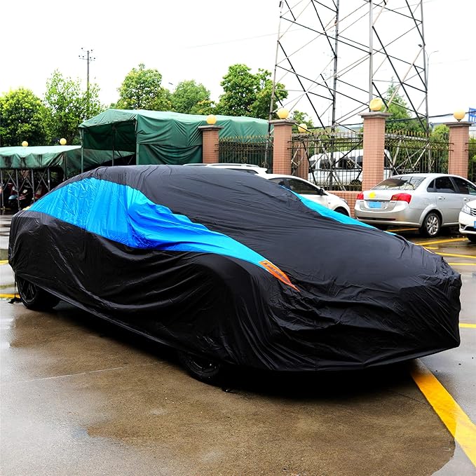 MORNYRAY Waterproof Car Cover All Weather Snowproof UV Protection Windproof Outdoor Full car Cover, Universal Fit for Sedan (Fit Sedan Length 186-193 inch)