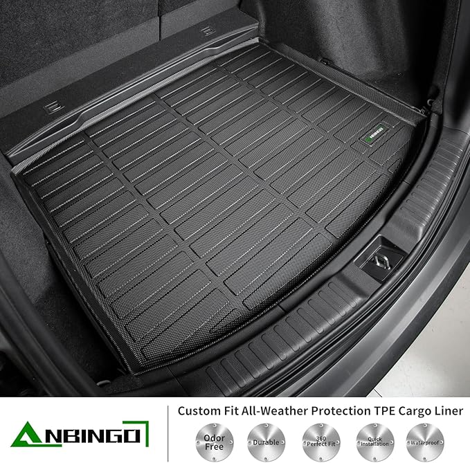 ANBINGO® Floor Mats & Cargo Liner for 2012 2013 2014 2015 2016 CR-V, (ExcludeTouring) Waterproof Car Mats All Weather Guard TPE Floor Liners Front & Rear Row & Trunk Mats, CRV Full Set - Black