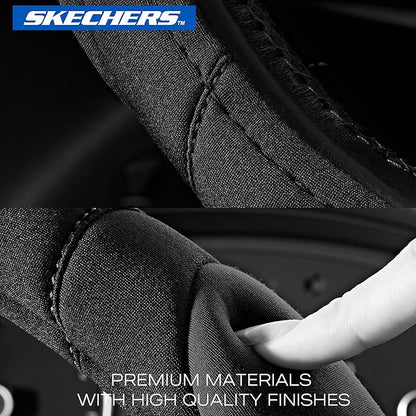 Skechers Steering Wheel Cover, Memory Foam Car Steering Wheel Cover,14.5-15inch Anti-Slip Safety Comfortable Desgin, Universal Accessory for Diverse Cars, Truck,SUV (Black & Black)