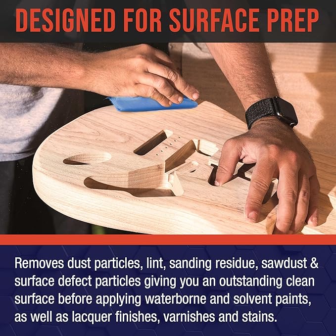 TCP Global - Pure Blue Superior Tack Cloths - Tack Rags (Box of 6) - Automotive Car Painters Professional Grade - Removes Dust, Sanding Particles, Cleans Surfaces - Wax and Silicone Free, Anti-Static