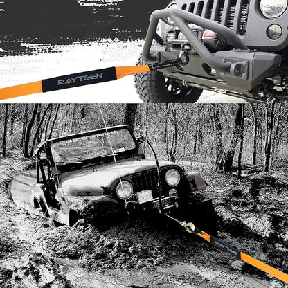 Genuine 11,000lb Xtreme Heavy Duty Winch Extension Strap | 33ft x 2in Vehicle Tow Strap with Reflective Sleeve & Reinforced Loops | Suits for 4x4 Offroad UTV ATV Trucks Boats