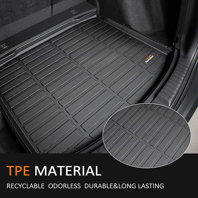 Binmotor-All Weather Floor Mats Cargo Liner for 2019-2024 2025 Toyota RAV4 Hybrid (Only Hybrid Models), Heavy Duty Car Trunk Mat Floor Liners for RAV4 Accessories-Black