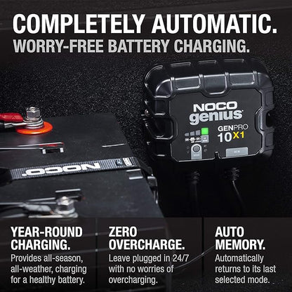 NOCO Genius GENPRO10X1: 1-Bank, 10A Onboard Battery Charger - 10A Per Bank, 12V Waterproof Marine Charger with Overcharge Protection & Temperature Compensation – for Lead-Acid & Lithium Batteries