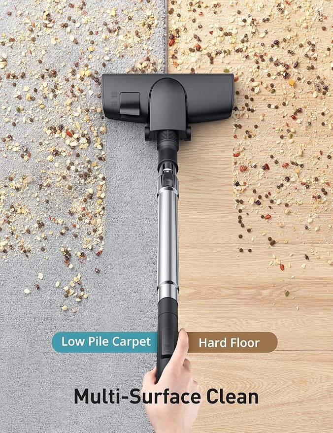 Aspiron Canister Vacuum, Upgraded 1600W Bagless Canister Vacuum Cleaner, Auto Cord Rewind, H13 HEPA Filter, 3.7Qt Large Capacity, 5 Tools for Hard Floors, Carpet, Pet, Upholstery, Tiles, Car, White