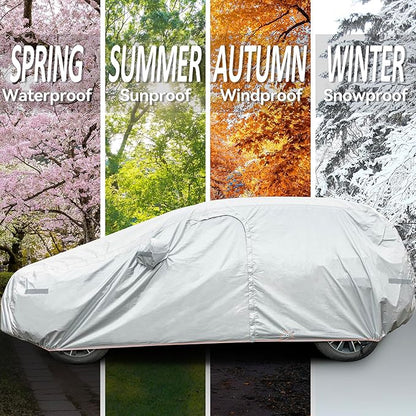 7-Layer SUV Car Cover Compatible with Toyota RAV4 2006-2024,Waterproof Full Car Cover for Automobiles All Weather UV Rain Snow Protection with Door Zipper