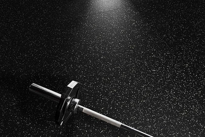 Genaflex Rubber Gym Floor Mat - 8mm Thick - Heavy Duty Commercial Protective Gym Flooring Roll (Black, 4' X 15')