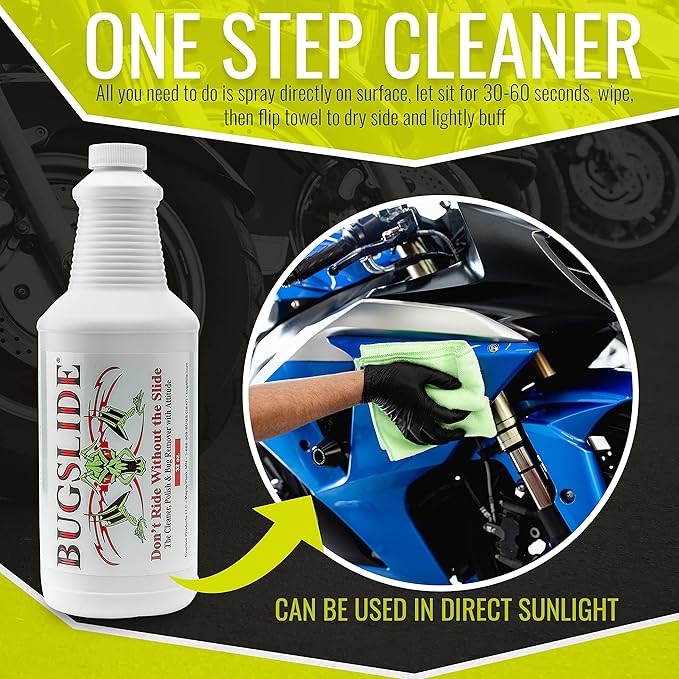 BugSlide 32 Oz Cleaner Refill for Spray Bottles & Travel Kits - All Surfaces Cleaning and Detailing Solution for Vehicle Interior and Exterior Use - Shines, Degreases, Polishes