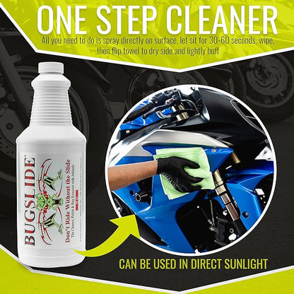 BugSlide 32 Oz Cleaner Refill for Spray Bottles & Travel Kits - All Surfaces Cleaning and Detailing Solution for Vehicle Interior and Exterior Use - Shines, Degreases, Polishes