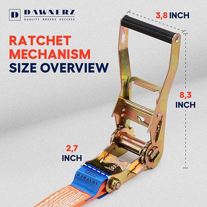 2 Inch x 20 Ft Heavy Duty Ratchet Straps - 6600 Lb Breaking Strength Tie Downs with Double J Hook for Trucks & Trailers