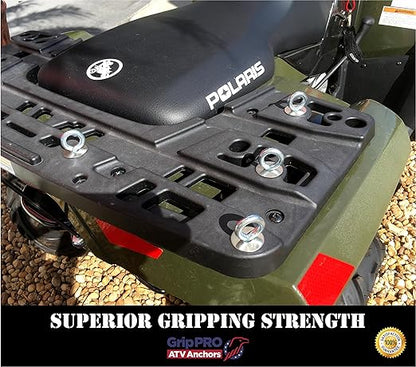 GripPRO ATV Anchors – 6 Pack Fits Polaris Lock & Ride Bed Holes on RZR & Sportsman with 1" Mounts – Secure Gear, Coolers, Tools – Compatible with 1000, 900, 850, 570 – Not for Ranger – US-Owned Brand