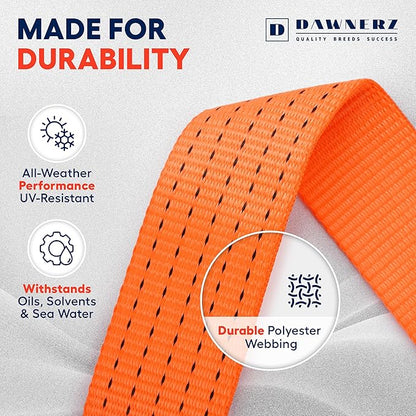 Tie Downs Ratchet Straps 2 inch X 20 ft - Heavy Duty Ratchet Strap with Double J Wire Hooks 11000 Lb Breaking Strength - Cargo Tie Down for Truck and Trailer