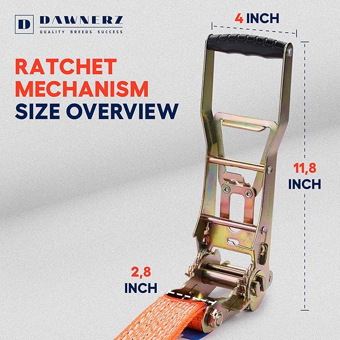 Tie Downs Ratchet Straps 2 inch X 20 ft - Heavy Duty Ratchet Strap with Double J Wire Hooks 11000 Lb Breaking Strength - Cargo Tie Down for Truck and Trailer